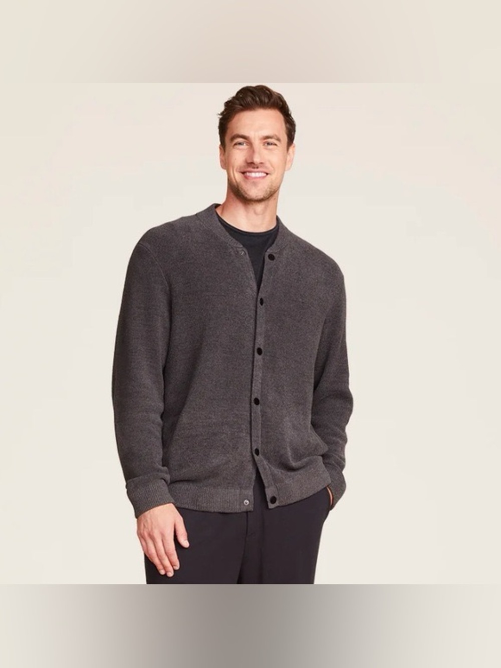 Barefoot Dreams CozyChic Ultra Lite Men's Bomber Jacket in Carbon Medium